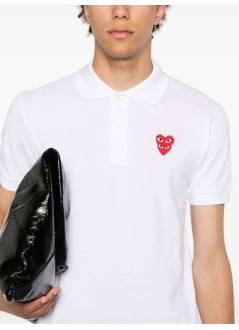 comme des garcons polo hombre t-shirt double red emblem - axt290051 white