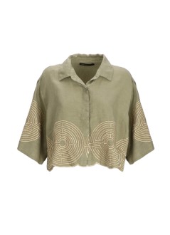 greek archaic kori shirt womanshirt labyrinth cropped b - s24k250021 173