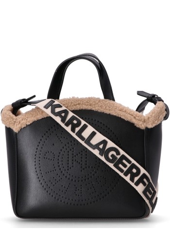 karl lagerfeld crossbody womank/circle sp sm tote shearling - 246w3084 a999