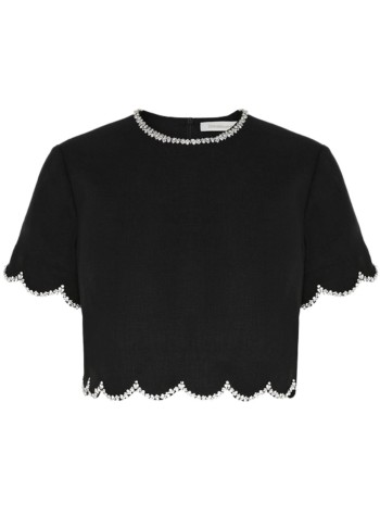 zimmermann top womancrush scalloped top - 2735tr251 blk