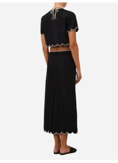 zimmermann skirt womancrush scalloped midi skirt - 2734sr251 blk