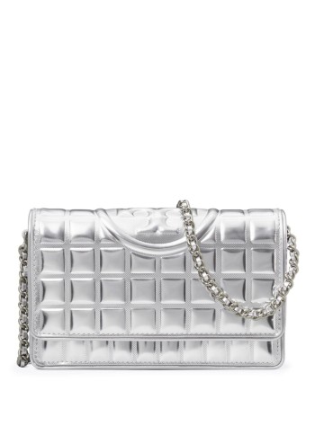 tory burch clutch mujer fleming metallic square quilt chain wallet - 154945040 040