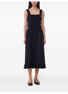 ganni vestido mujer cotton poplin midi strap smock dress - f9344 099