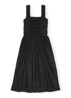 ganni vestido mujer cotton poplin midi strap smock dress - f9344 099