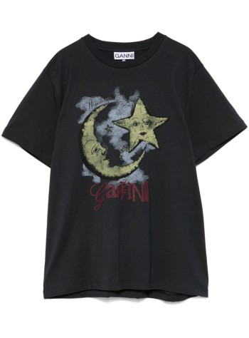 ganni t-shirt womanbasic jersey moonlight relaxed t shirt - t4058 252