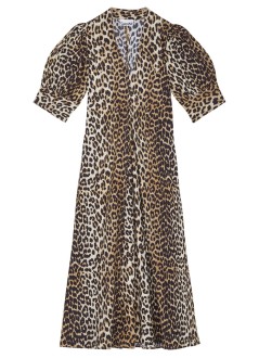 ganni dress womanprinted cotton poplin v neck long dress - f8842 943