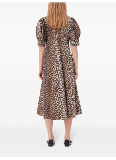 ganni dress womanprinted cotton poplin v neck long dress - f8842 943