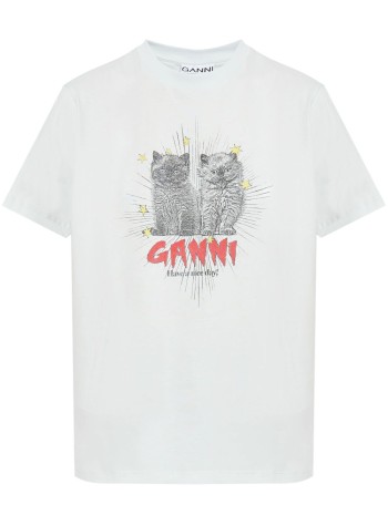 ganni t-shirt womanbasic jersey kittens relaxed t shirt - t4165 628