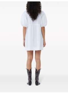 ganni t-shirt womancotton poplin tie string mini dress - f9170 151