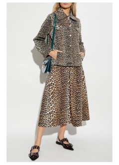 ganni falda mujer printed cotton elasticated maxi skirt - f9365 943