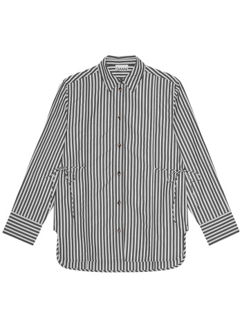 ganni camiseria mujer stripe cotton oversized tie string shirt - w0096 099
