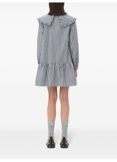 ganni dress womanstripe cotton big collar mini shirt dress - w0098 099