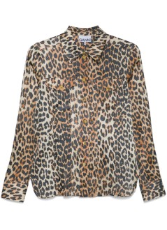 ganni camiseria mujer printed satin shirt - w0321 943