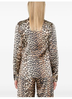 ganni camiseria mujer printed satin shirt - w0321 943