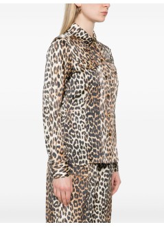ganni camiseria mujer printed satin shirt - w0321 943