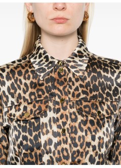ganni camiseria mujer printed satin shirt - w0321 943