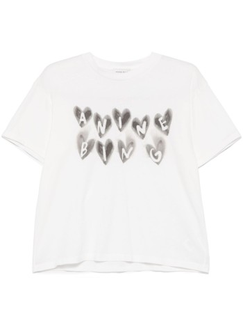 anine bing top womancade tee hearts - a0810465ivy1 ivory