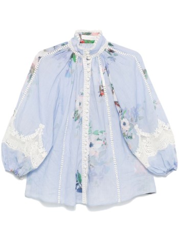 zimmermann t-shirt womaneverley lace trim blouse - 1802trs255 ltblwcfl