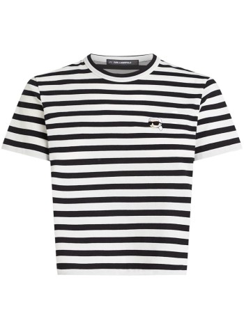 karl lagerfeld top womanikon stripe boxy t shirt - a1w17099 1ve