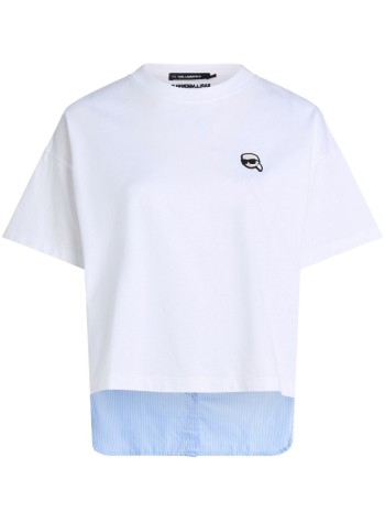 karl lagerfeld top womanikon fabric mix tshirt - a1w17135 100