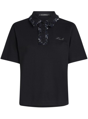 karl lagerfeld polo womanboucle mix polo - a1w17079 999