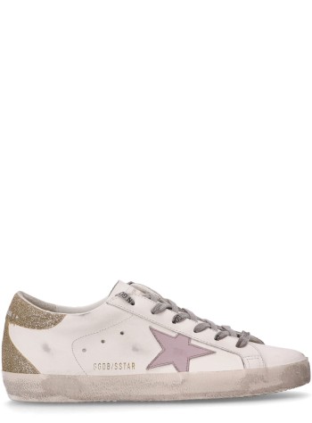 golden goose sneaker womansuper star leather upper and star glitter heel and spur - gwf00102f00684212151 12151