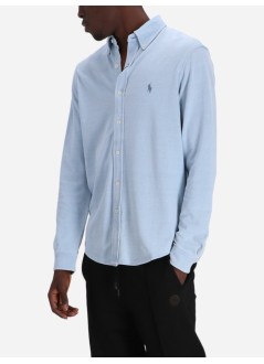 polo ralph lauren shirt manlsfbbdm5-long sleeve-knit - 710654408130 light indigo c7565