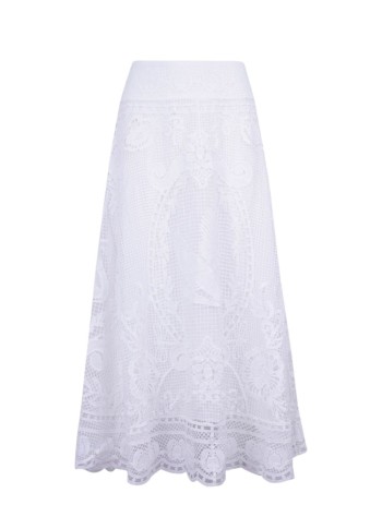 farm rio vestido mujer swan lake guipure off white midi - 329274 l0025
