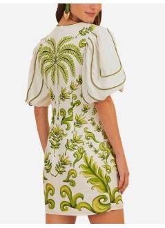farm rio vestido mujer milani off white v neckline - 333876 25063