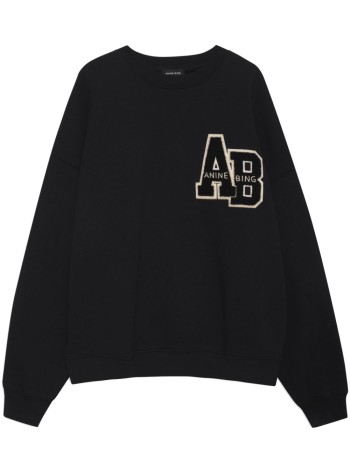 anine bing sudadera mujer miles oversized sweatshirt letterman - a0810074blk1 black