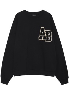 anine bing sweater womanmiles oversized sweatshirt letterman - a0810074blk1 black