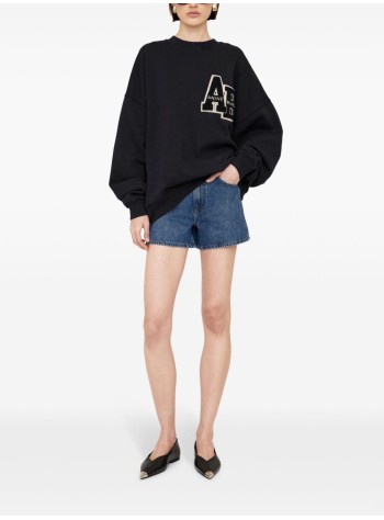 anine bing sudadera mujer miles oversized sweatshirt letterman - a0810074blk1 black 2
