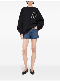 anine bing sweater womanmiles oversized sweatshirt letterman - a0810074blk1 black