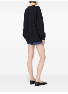 anine bing sweater womanmiles oversized sweatshirt letterman - a0810074blk1 black