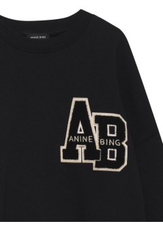 anine bing sweater womanmiles oversized sweatshirt letterman - a0810074blk1 black