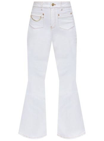 ganni pantalon mujer white denim goddi hw - j1659 151