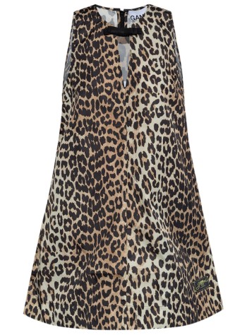 Duchesse Nylon Mini Dress leopard
