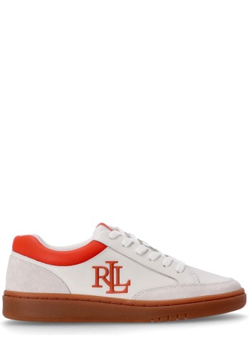 polo ralph lauren sneaker mujer hailey 6 sneakers low top lace - 802959240003 snw wht pale gry orng lily