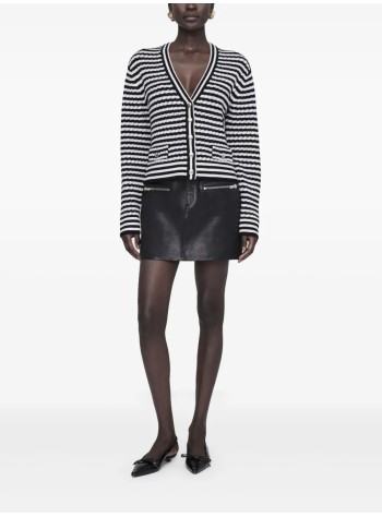 anine bing punto mujer gwen cardigan - a0910484mtl77 white black 2