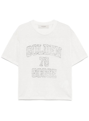 golden goose top womanjourney ws boxy tshirt  light linen jersey with internal pr - gwp01874p00189111421 11421