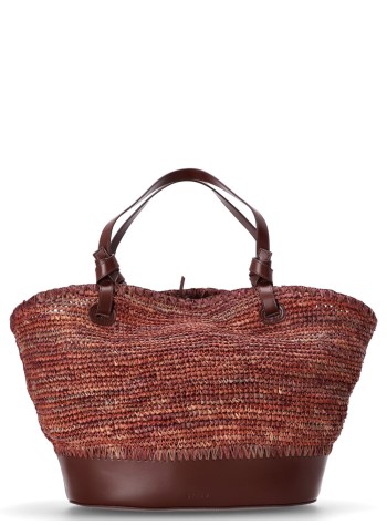 staud handbag mujer squillo raffia tote - h25r7002rb maho