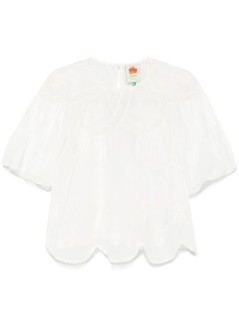 farm rio blusa mujer off white embroidered short - 329127 l0025
