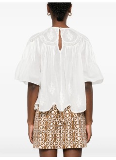 farm rio blusa mujer off white embroidered short - 329127 l0025