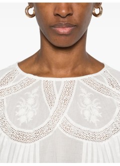 farm rio blusa mujer off white embroidered short - 329127 l0025