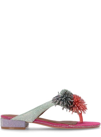 kurt geiger sandal womanpom pom t-bar flat sdl - 4365569209 69