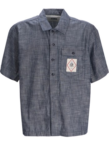 c.p.company shirt manchambray short sleeve shirt - 18cmsh151a110065w d17