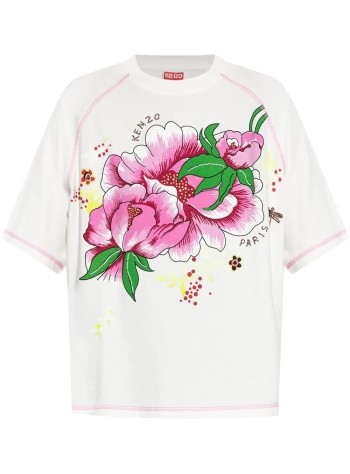 kenzo t-shirt womankenzo peonies embroidered raglan t shirt - ff52ts1664sg 02