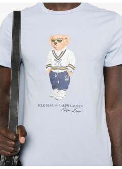 polo ralph lauren t-shirt mansscncmslm1-short sleeve-t-shirt - 710973137001 sp25 crnflr blu hrtg icns bear