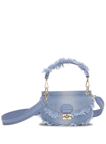ganni crossbody womanapo g bag mini top handle denim raw edge - a6520 928