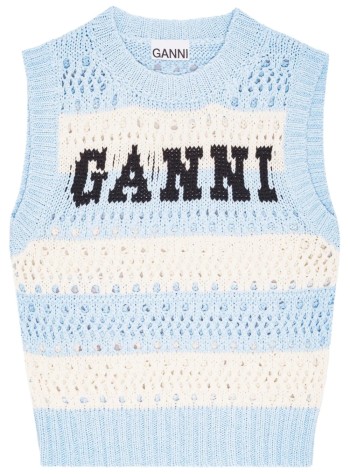 ganni punto mujer cotton mix striped vest - k2486 326